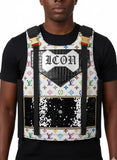Luxury Monogram Tactical Utility Vest - Men’s Streetwear Multi-Pocket Cargo Waistcoat, Techwear Fashion Body Armor Style, Designer Inspired Print